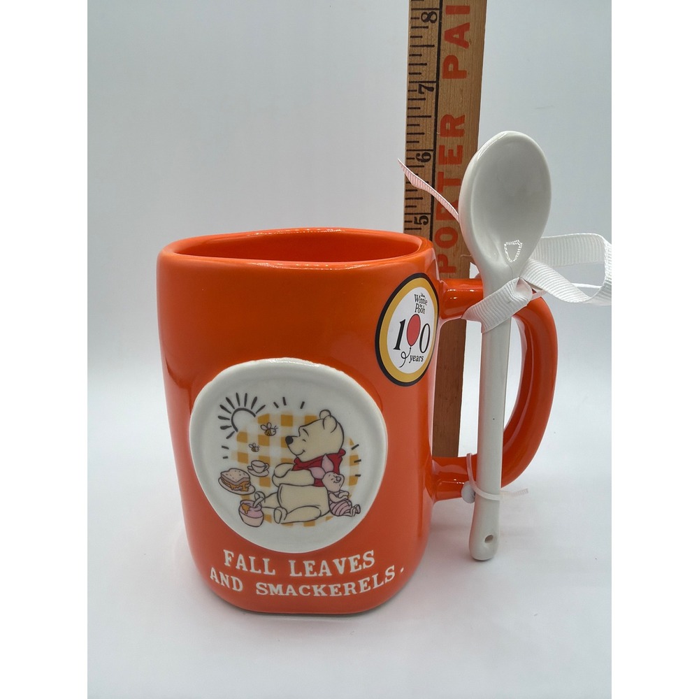 Rae Dunn Disney Winnie the Pooh FALL LEAVES AND SMACKERELS Mug Spoon 100 Years